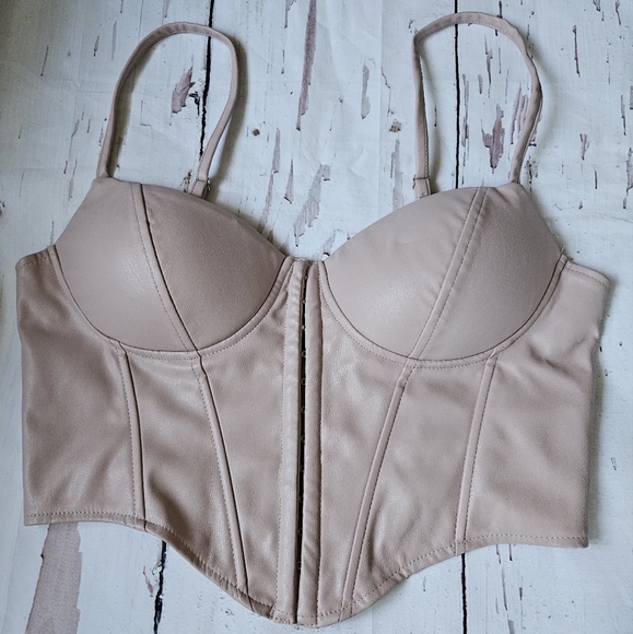 Say What? Tops - New Say What Women's Faux Leather Pink Corset Top Size Large